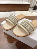 DIOR DWAY SLIDES IN BEIGE AND GRAY TECHNICAL FABRIC