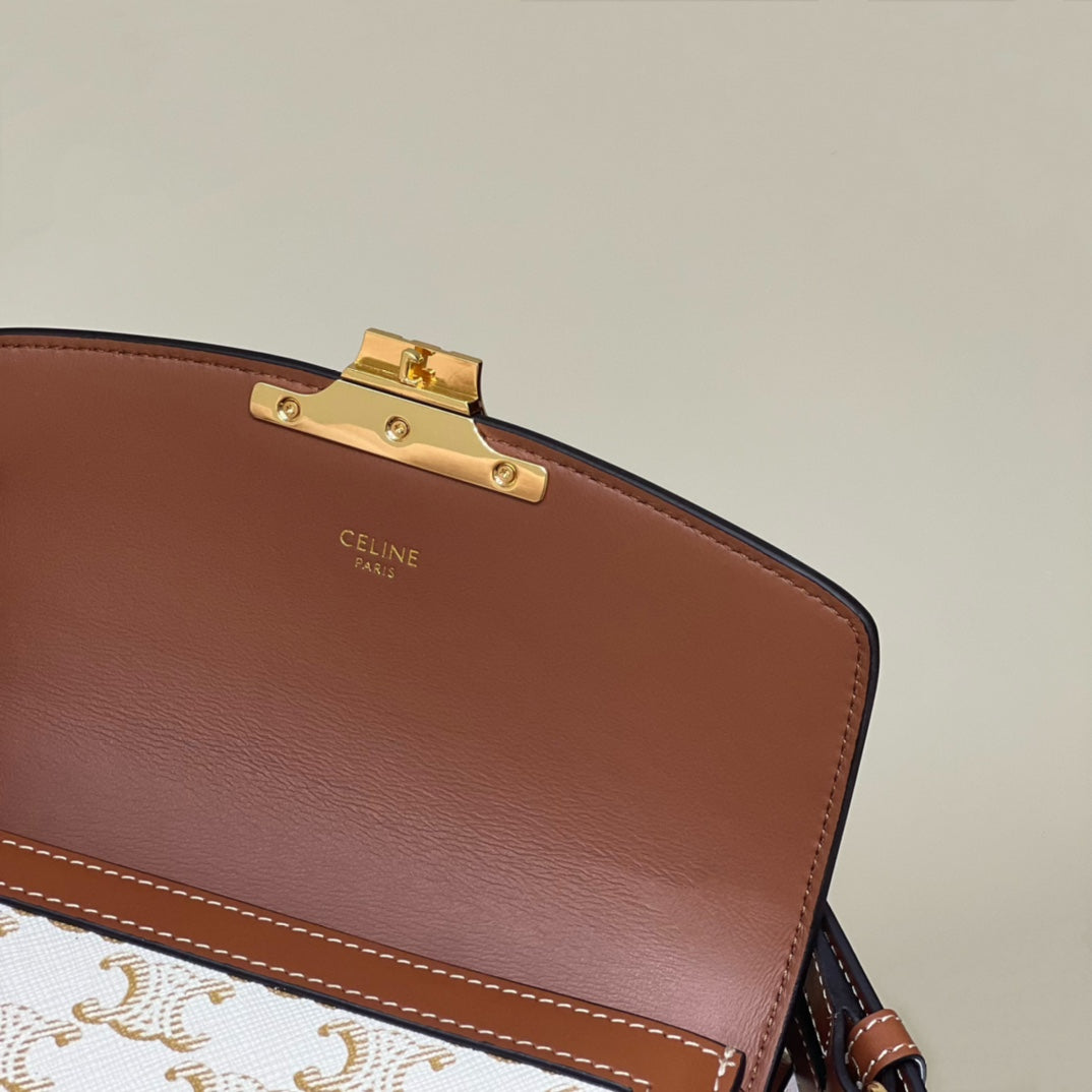 CELINE CLASSIQUE TRIOMPHE 22 CALFSKIN WHITE BROWN