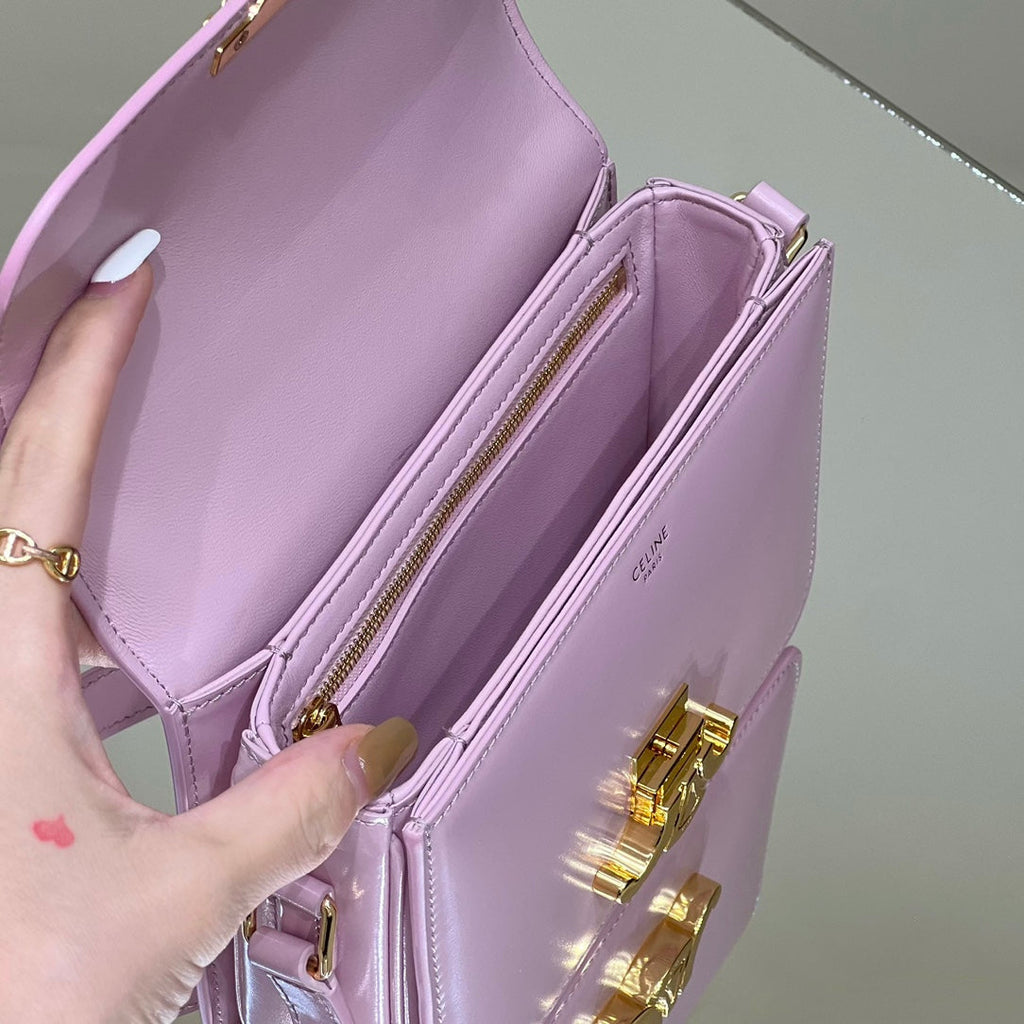 CELINE MINI CLAUDE 22 SHINY CALFSKIN LIGHT PINK