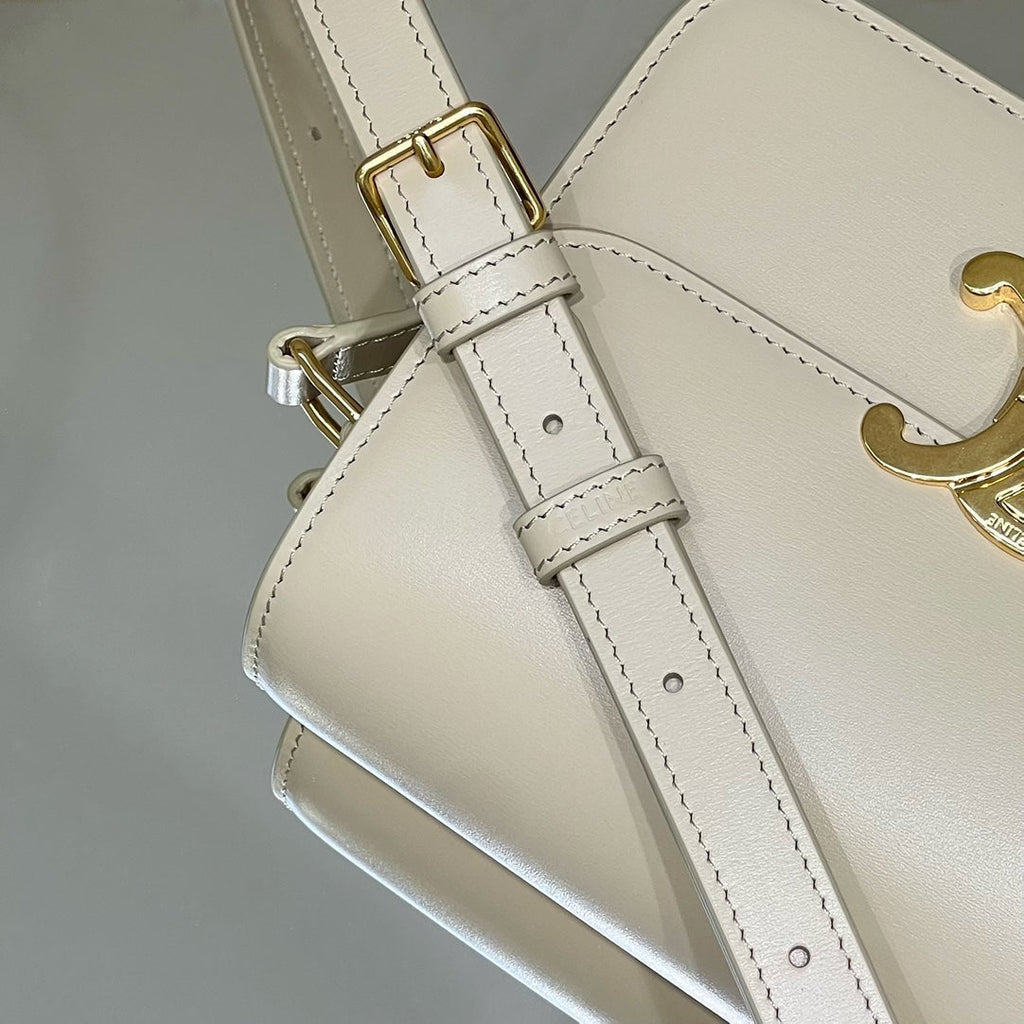 CELINE MINI CLAUDE 22 SHINY CALFSKIN WHITE