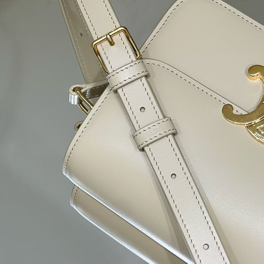 CELINE MINI CLAUDE 22 SHINY CALFSKIN WHITE