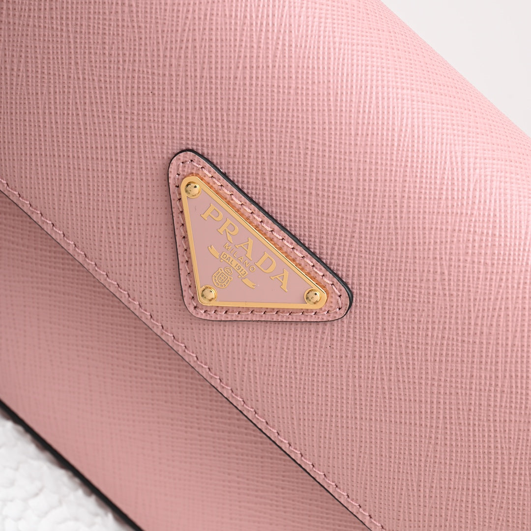 PRADA MINI FLAP BAG 20 IN BABY PINK SAFFIANO LEATHER GOLD HARDWARE