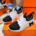 HERMES DEPART SLIP-ON SNEAKER IN WHITE MIX BLACK KNIT AND CALFSKIN