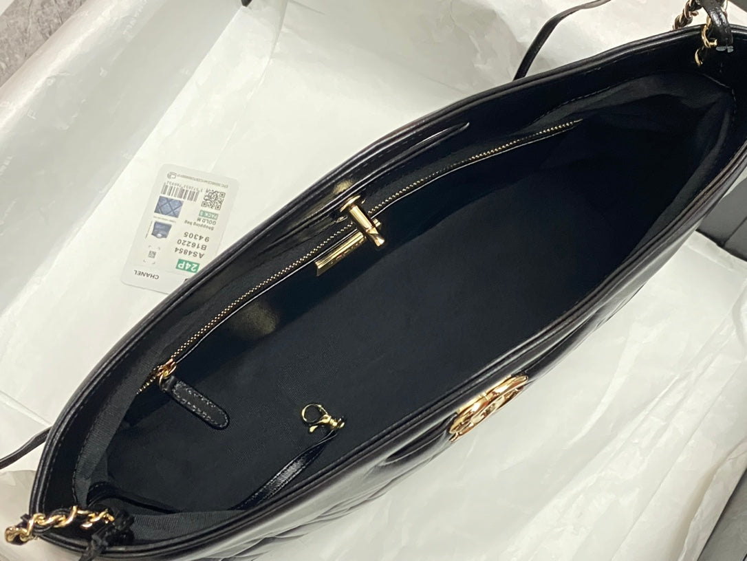CHANEL 39 LARGE SHOPPING BAG IN BLACK CALFSKIN