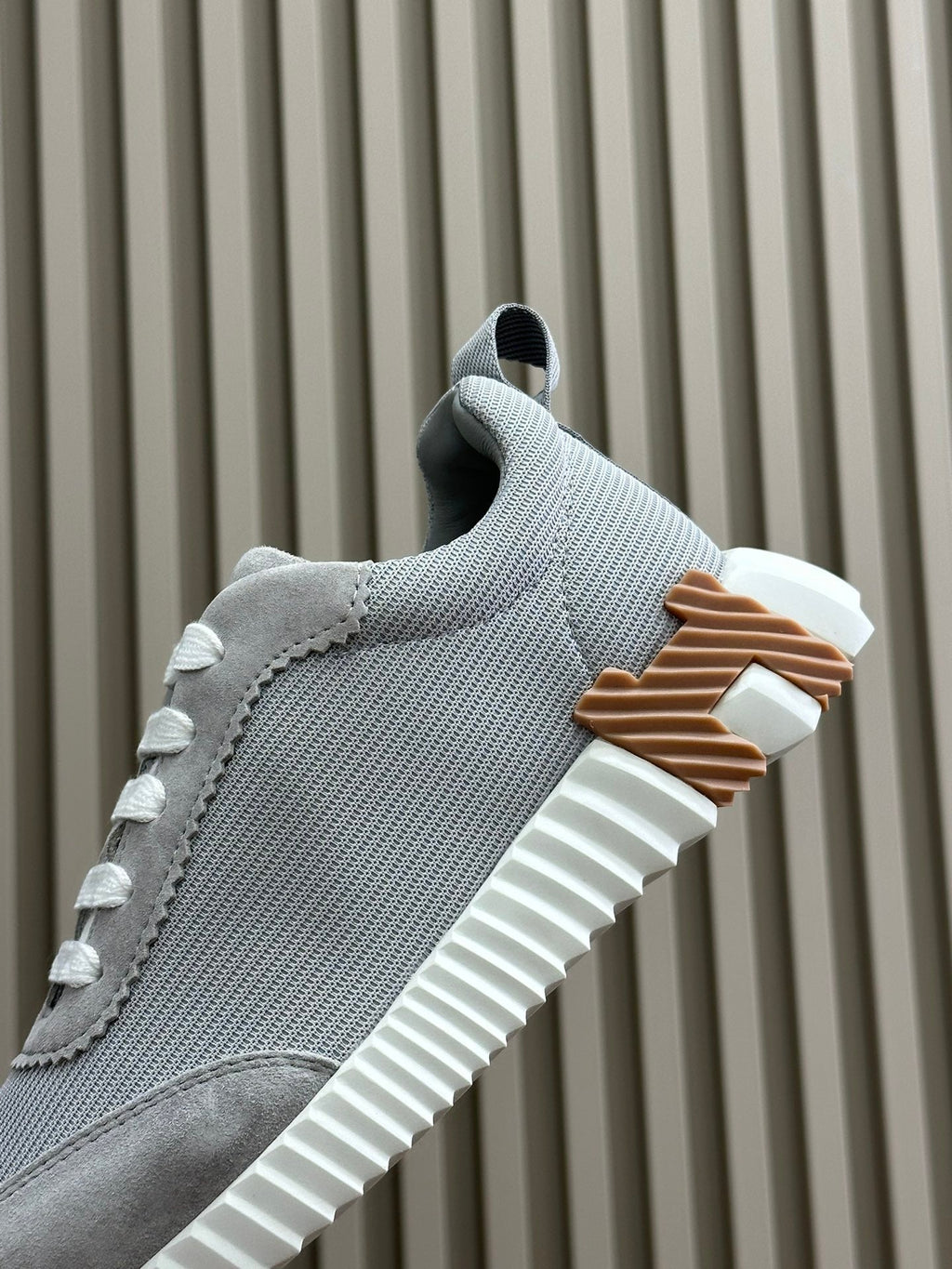 HERMES BOUNCING SNEAKERS LIGHT GRAY CALFSKIN