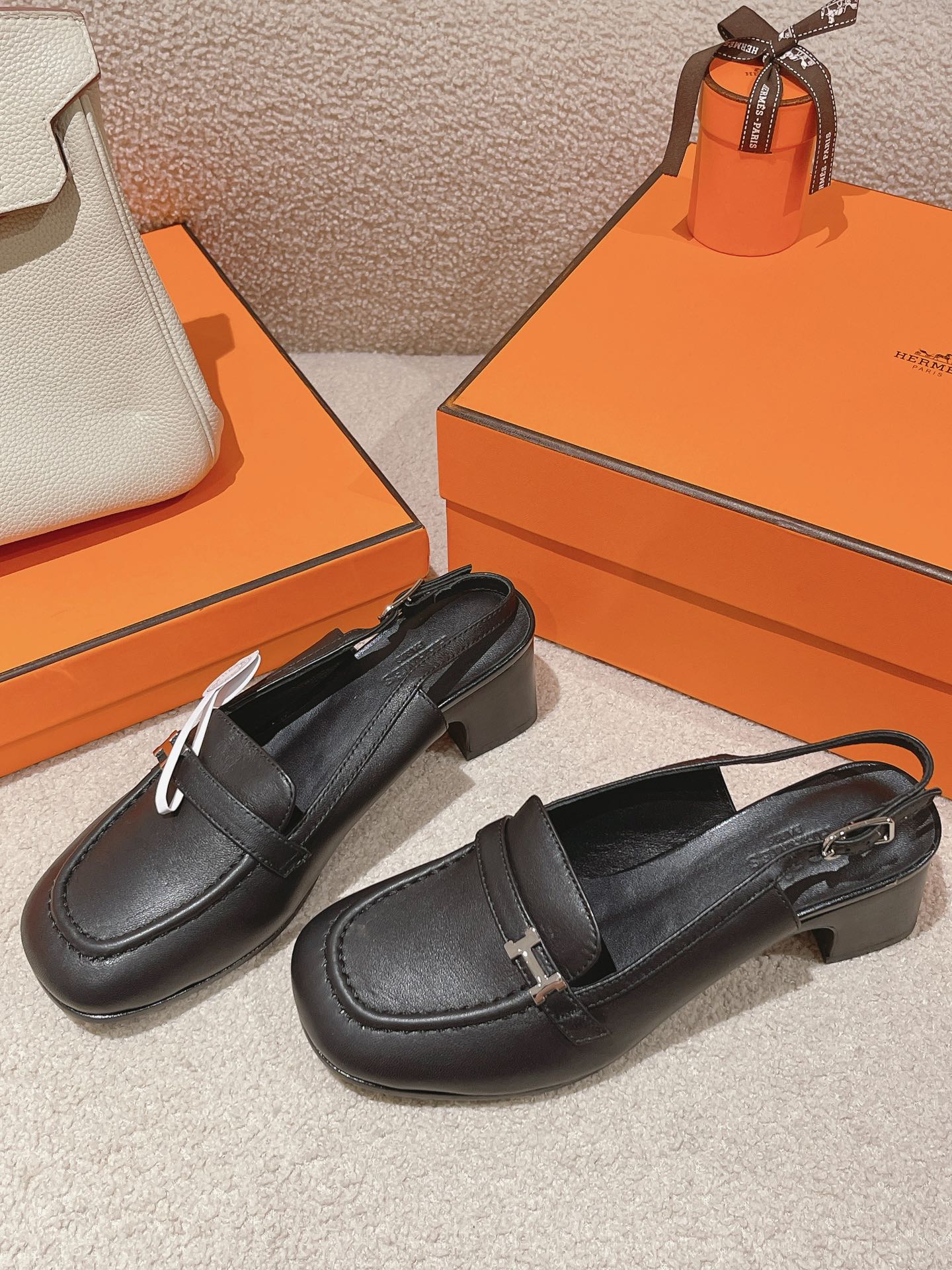 HERMES INFINIE 50 PUMP BLACK LAMBSKIN