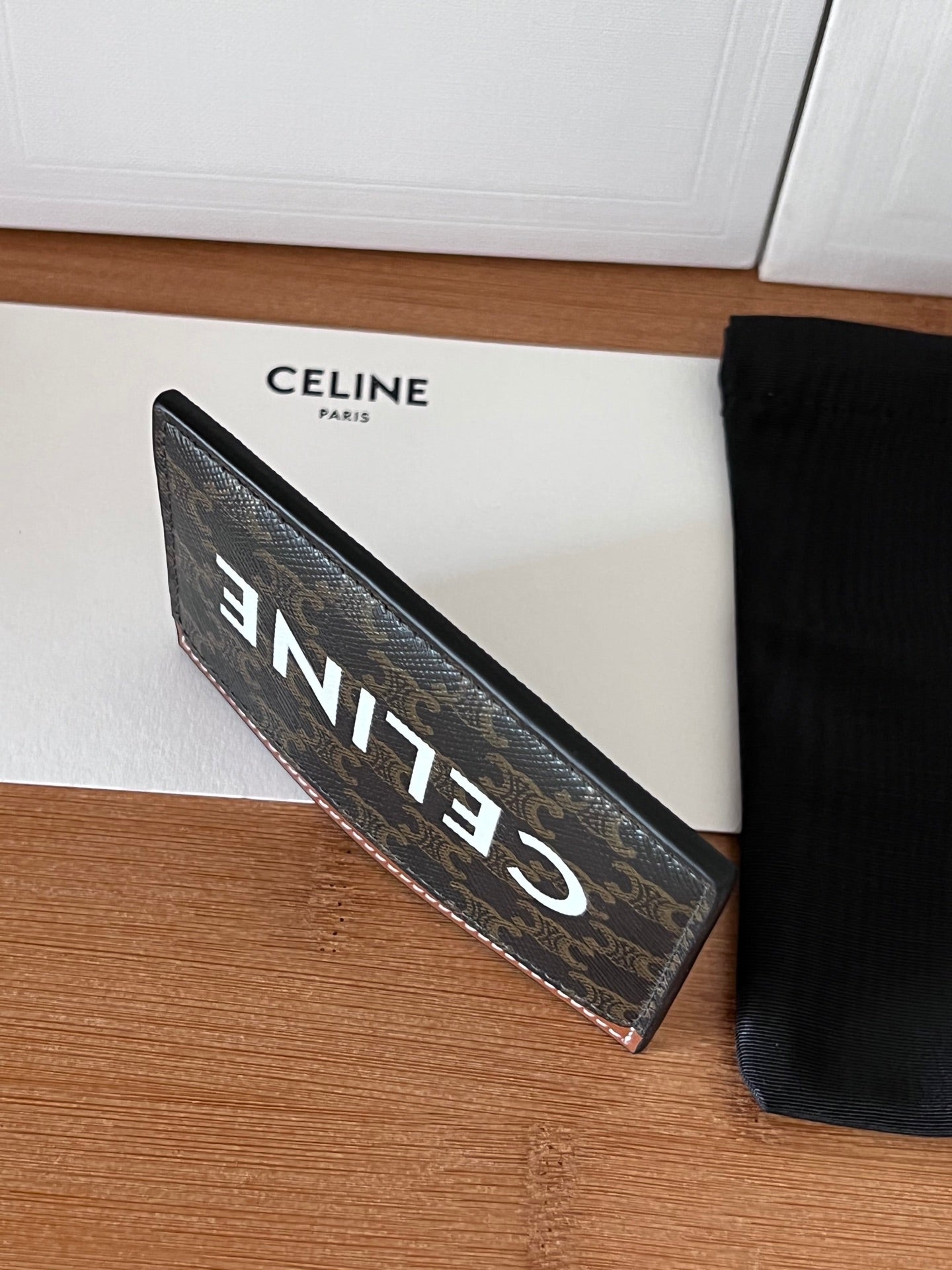 CELINE 25S CARD HOLDER 10 IN BROWN TRIOMPHE CANVAS WITH  PRINT