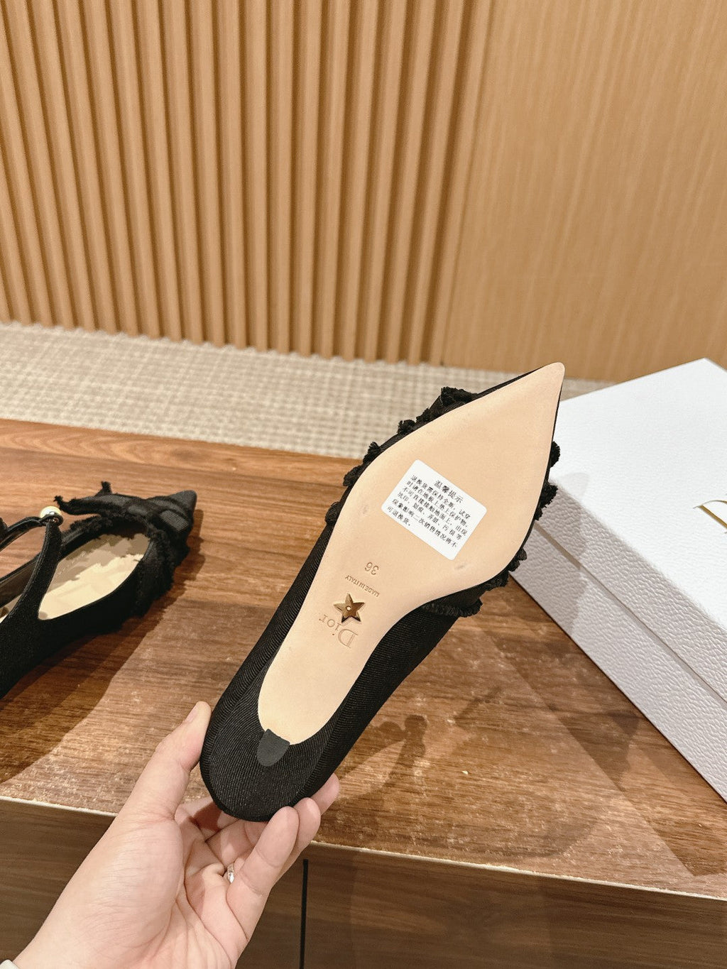 DIOR AABLE HIGH HEEL 25S IN BLACK FABRIC WITH PEARL DETAILING