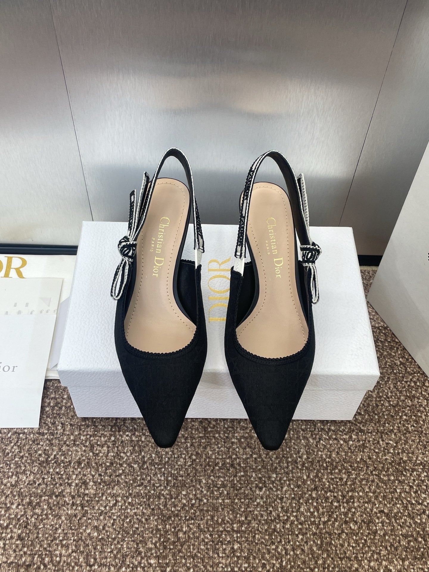 DIOR J'A SLINGBACK 25S PUMP 65MM IN BLACK QUAKE OBLIQUE EMBROIDERED FABRIC